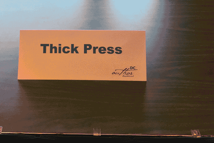 animated gif showing pages of books published by thick press